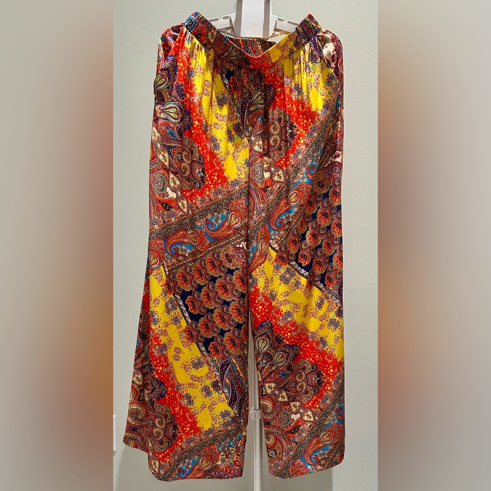 L'AGENCE-  Lillian-Multicolor Paisley Scarf Wide-Leg Pants - Picture 5 of 14